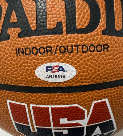 Magic Johnson Signed Spalding I/O USA Basketball HOF Lakers #32 Auto PSA COA
