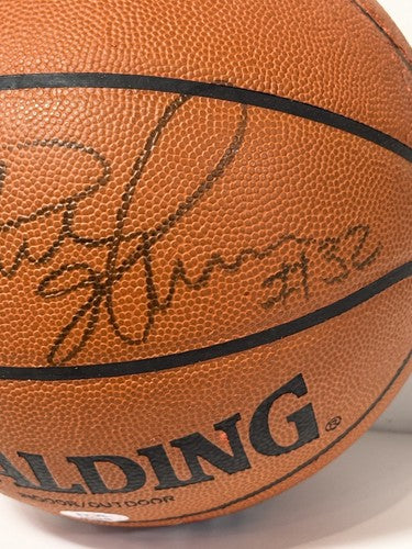 Magic Johnson Signed Spalding I/O USA Basketball HOF Lakers #32 Auto PSA COA
