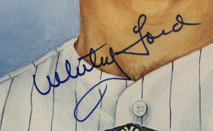 Mickey Mantle Whitey Ford Billy Martin Signed 19x25 Litho Framed Yankee Auto JSA