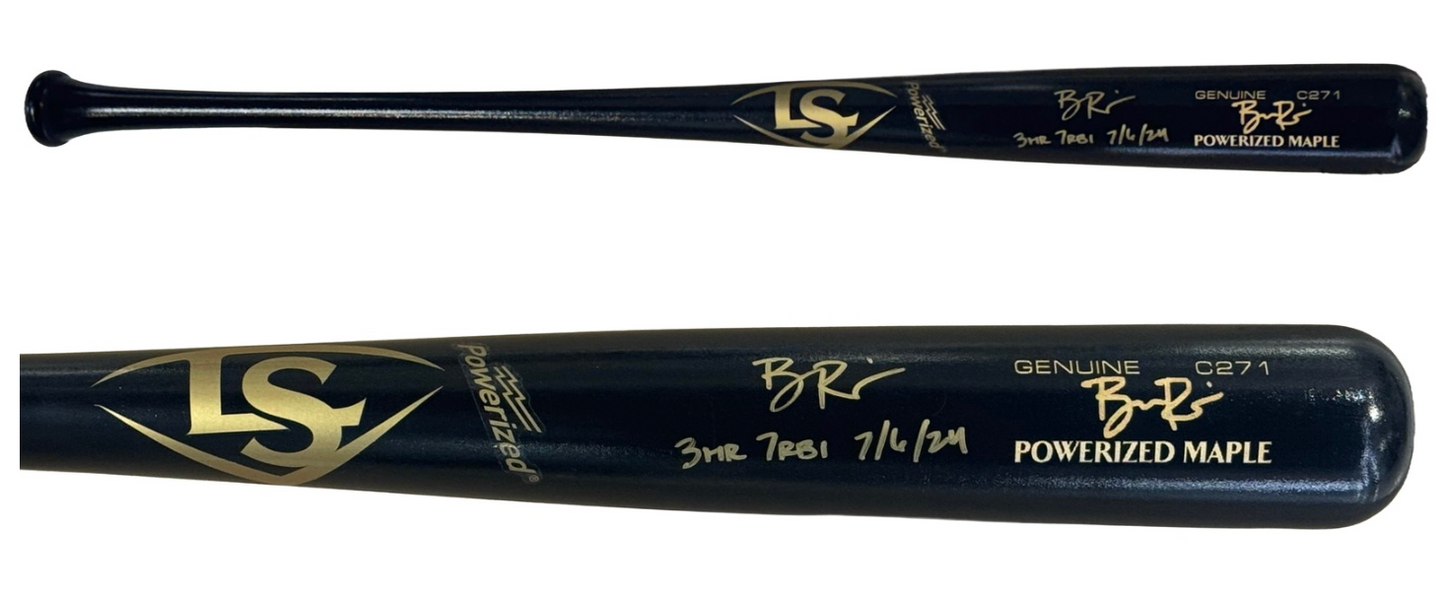 Ben Rice Signed Louisville Slugger Game Model Bat Yankees 3 Hr 7rbi Auto CX COA