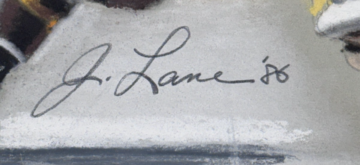 Original Jack Lane 20x24 Mario Lemieux Chalk Painting Pittsburgh Penguins 1/1