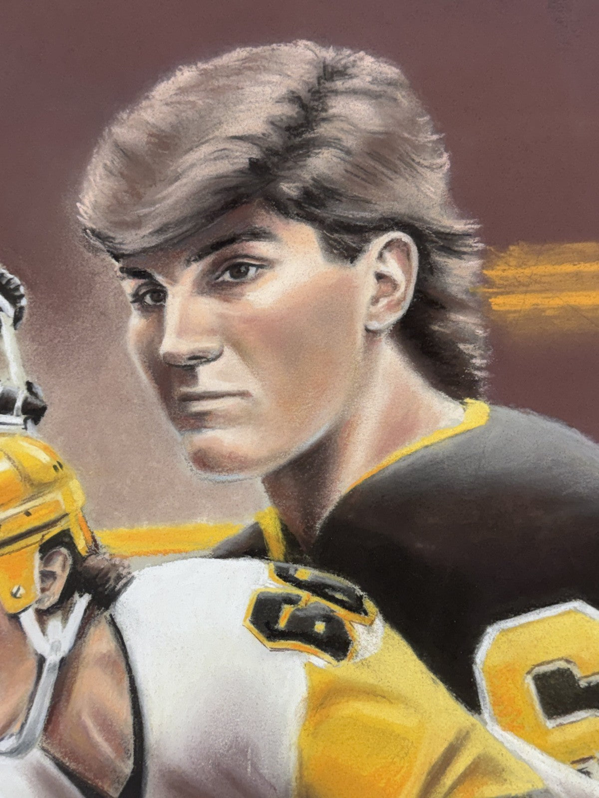 Original Jack Lane 20x24 Mario Lemieux Chalk Painting Pittsburgh Penguins 1/1