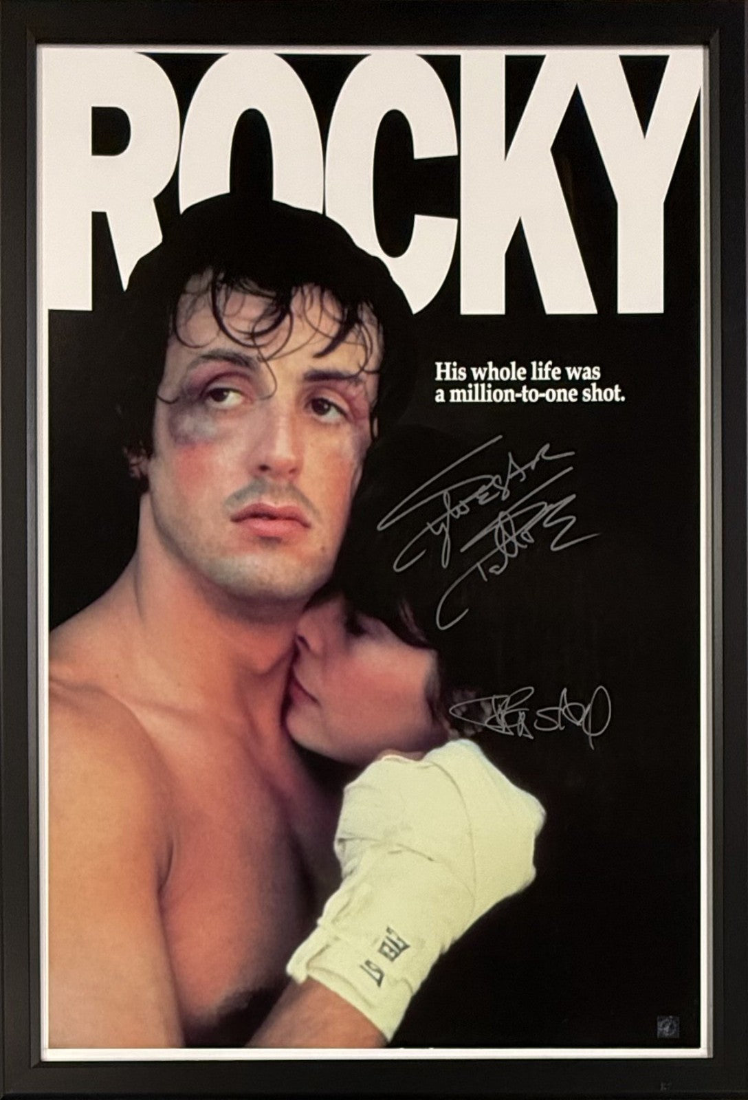 Sylvester Stallone & Talia Shire Signed 24x36 Rocky Poster Framed Auto ASI COA