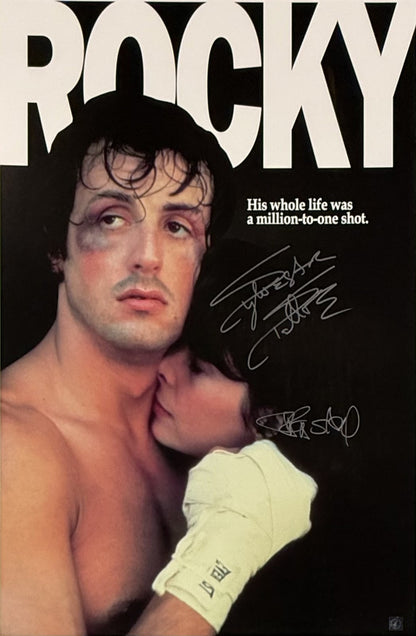 Sylvester Stallone & Talia Shire Signed 24x36 Rocky Poster Framed Auto ASI COA