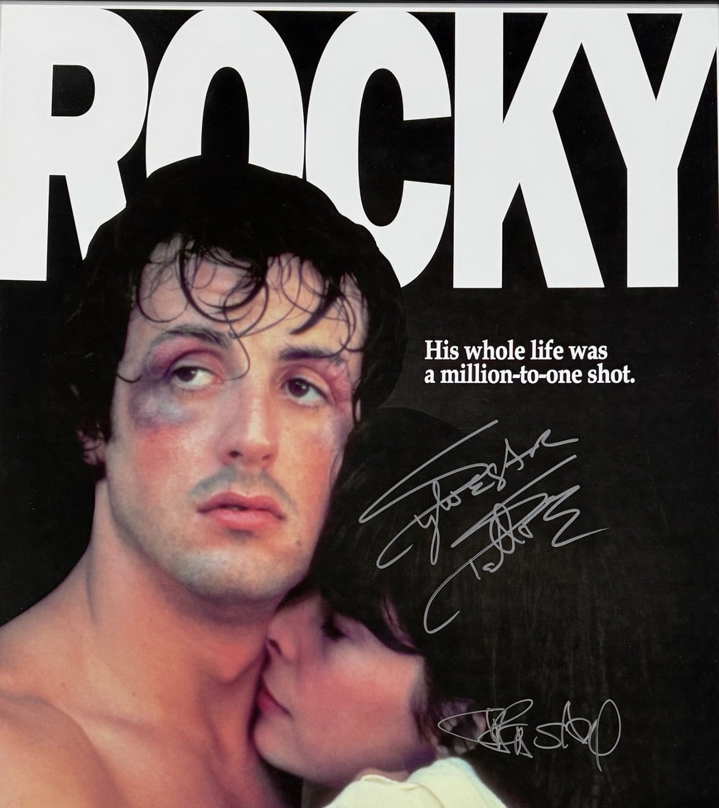 Sylvester Stallone & Talia Shire Signed 24x36 Rocky Poster Framed Auto ASI COA