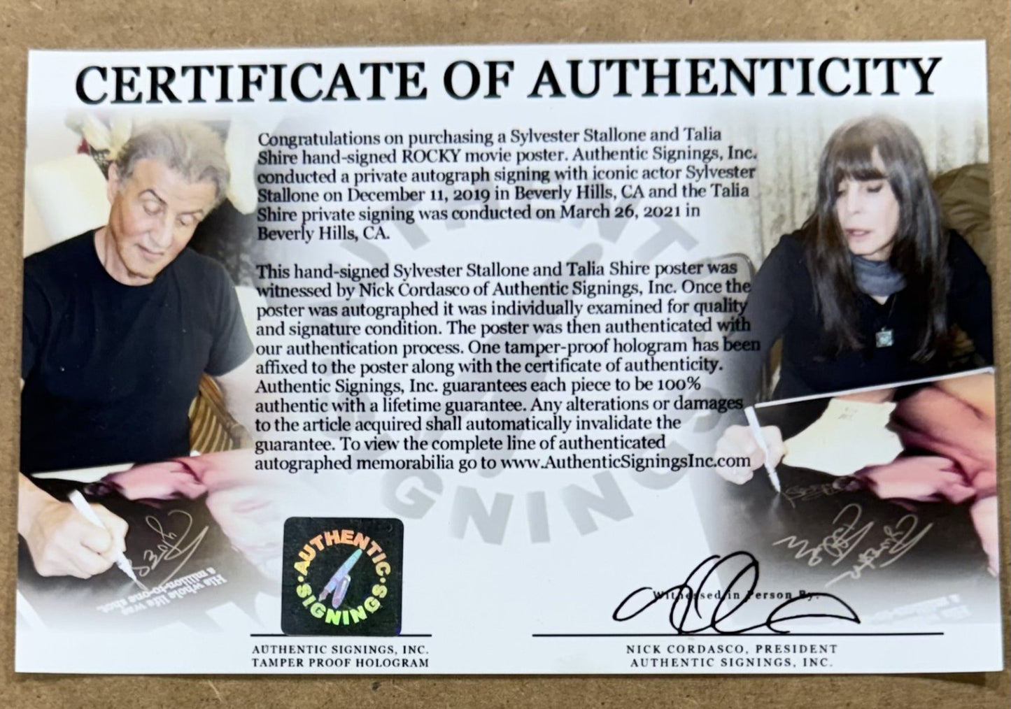 Sylvester Stallone & Talia Shire Signed 24x36 Rocky Poster Framed Auto ASI COA