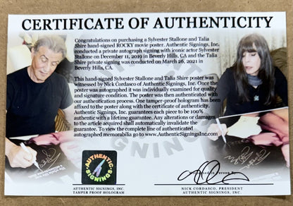 Sylvester Stallone & Talia Shire Signed 24x36 Rocky Poster Framed Auto ASI COA
