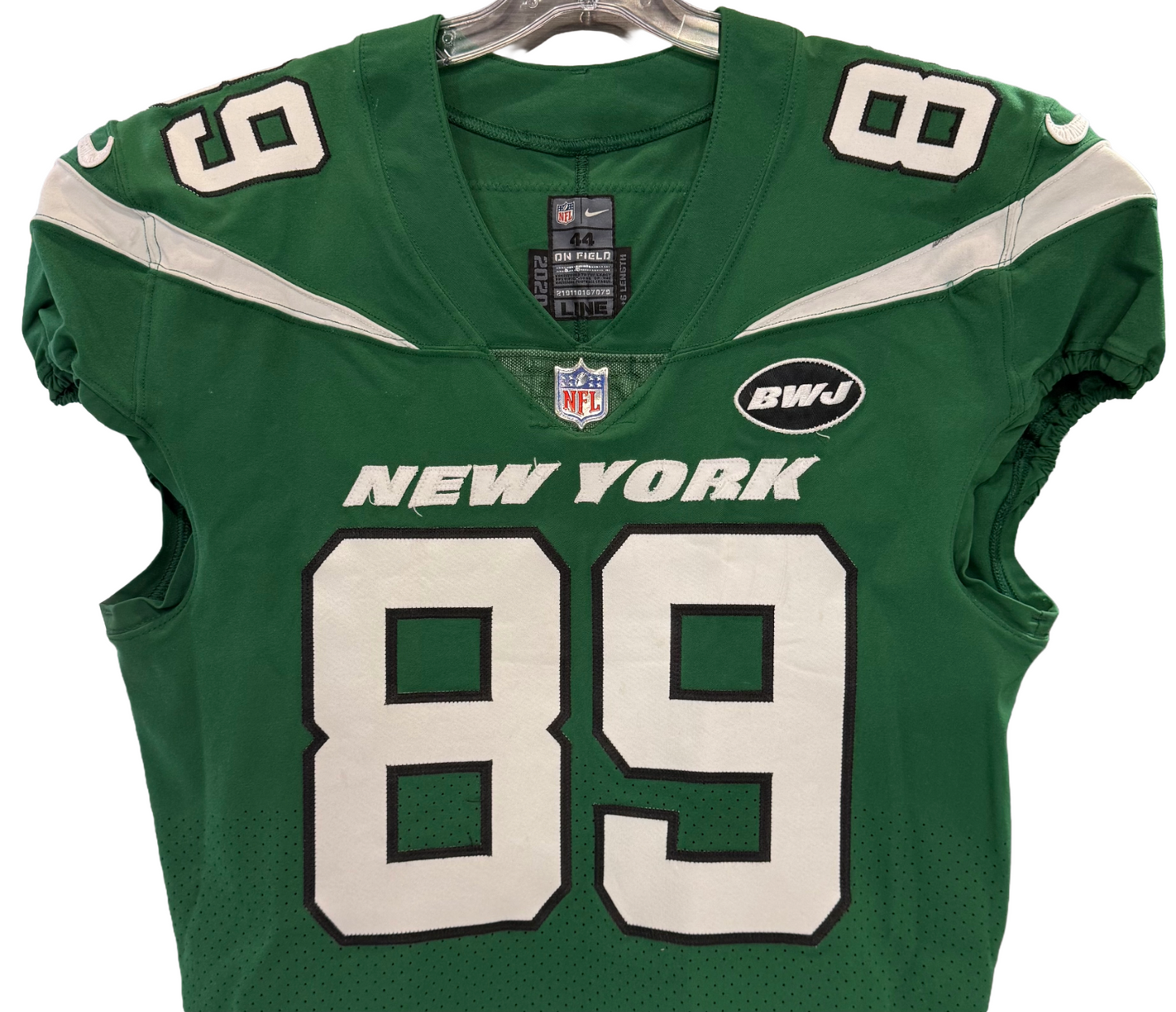 Chris Herndon Ny Jets Game Worn Used Nike 2020 Line Green Jersey Sz44 +6 Length