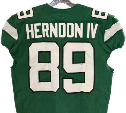 Chris Herndon Ny Jets Game Worn Used Nike 2020 Line Green Jersey Sz44 +6 Length