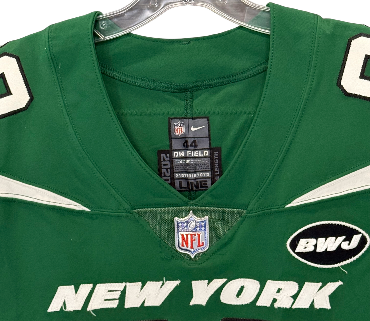 Chris Herndon Ny Jets Game Worn Used Nike 2020 Line Green Jersey Sz44 +6 Length