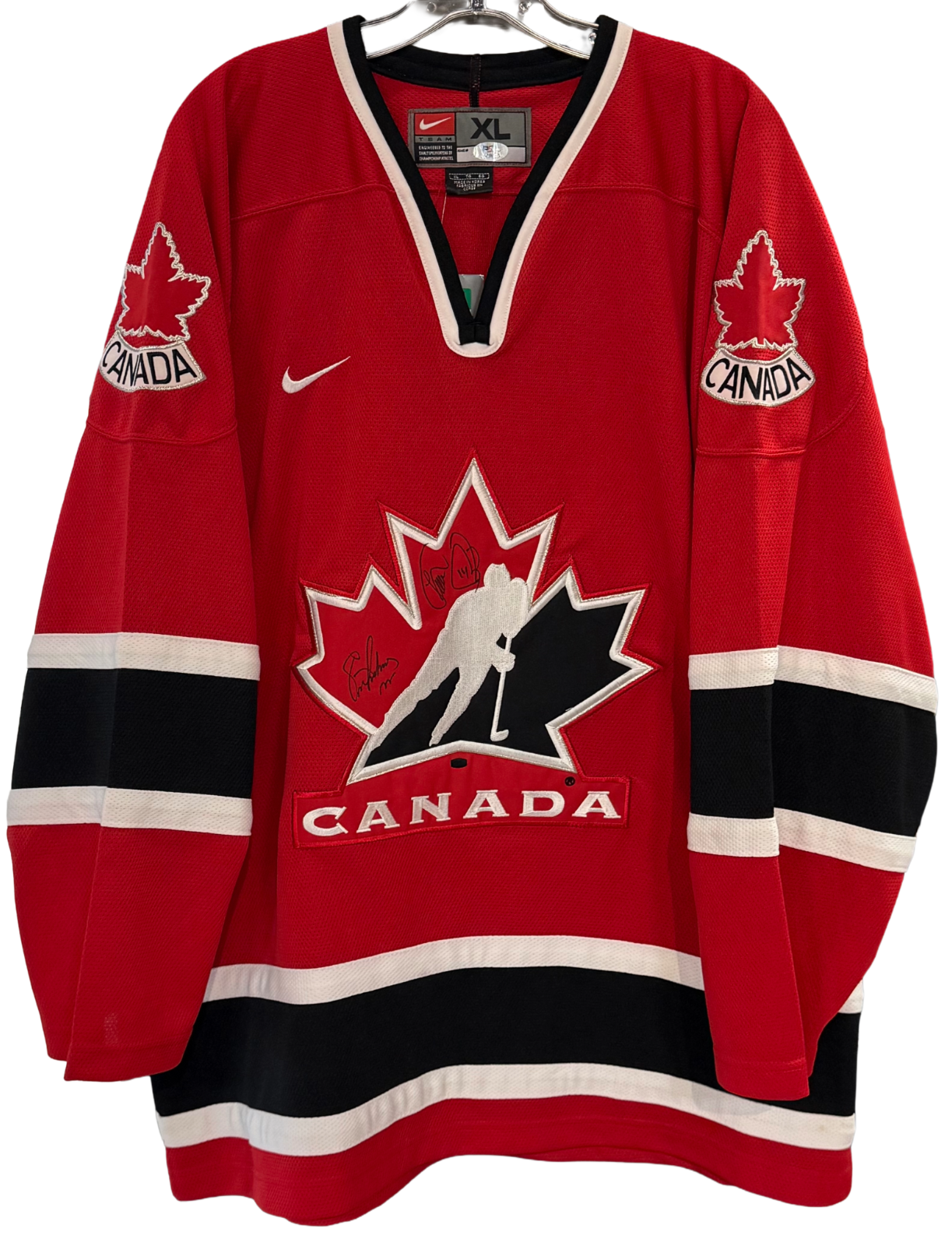 Eric Lindros Theo Fleury Signed Nike Team Canada Hockey Jersey Flyers Auto PSA