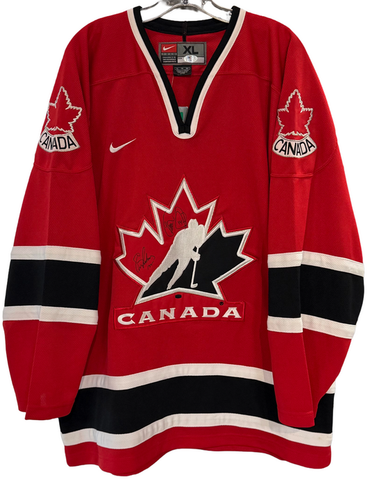 Eric Lindros Theo Fleury Signed Nike Team Canada Hockey Jersey Flyers Auto PSA