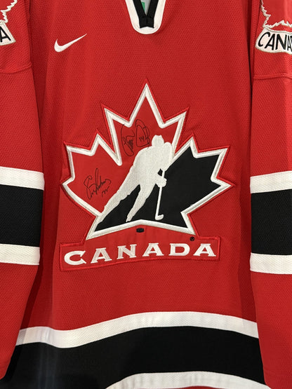Eric Lindros Theo Fleury Signed Nike Team Canada Hockey Jersey Flyers Auto PSA