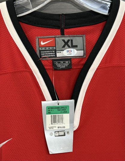 Eric Lindros Theo Fleury Signed Nike Team Canada Hockey Jersey Flyers Auto PSA