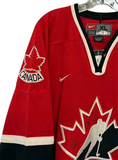 Eric Lindros Theo Fleury Signed Nike Team Canada Hockey Jersey Flyers Auto PSA