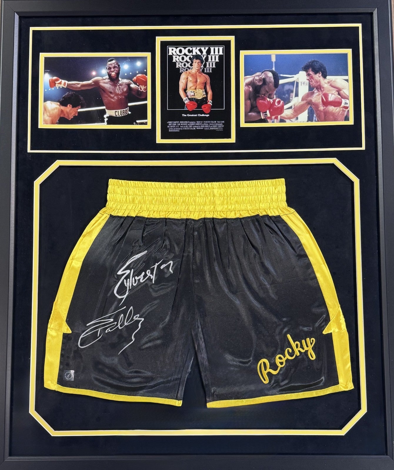 Sylvester Stallone Signed Rocky III Trunks Framed Auto ASI COA Rocky Balboa