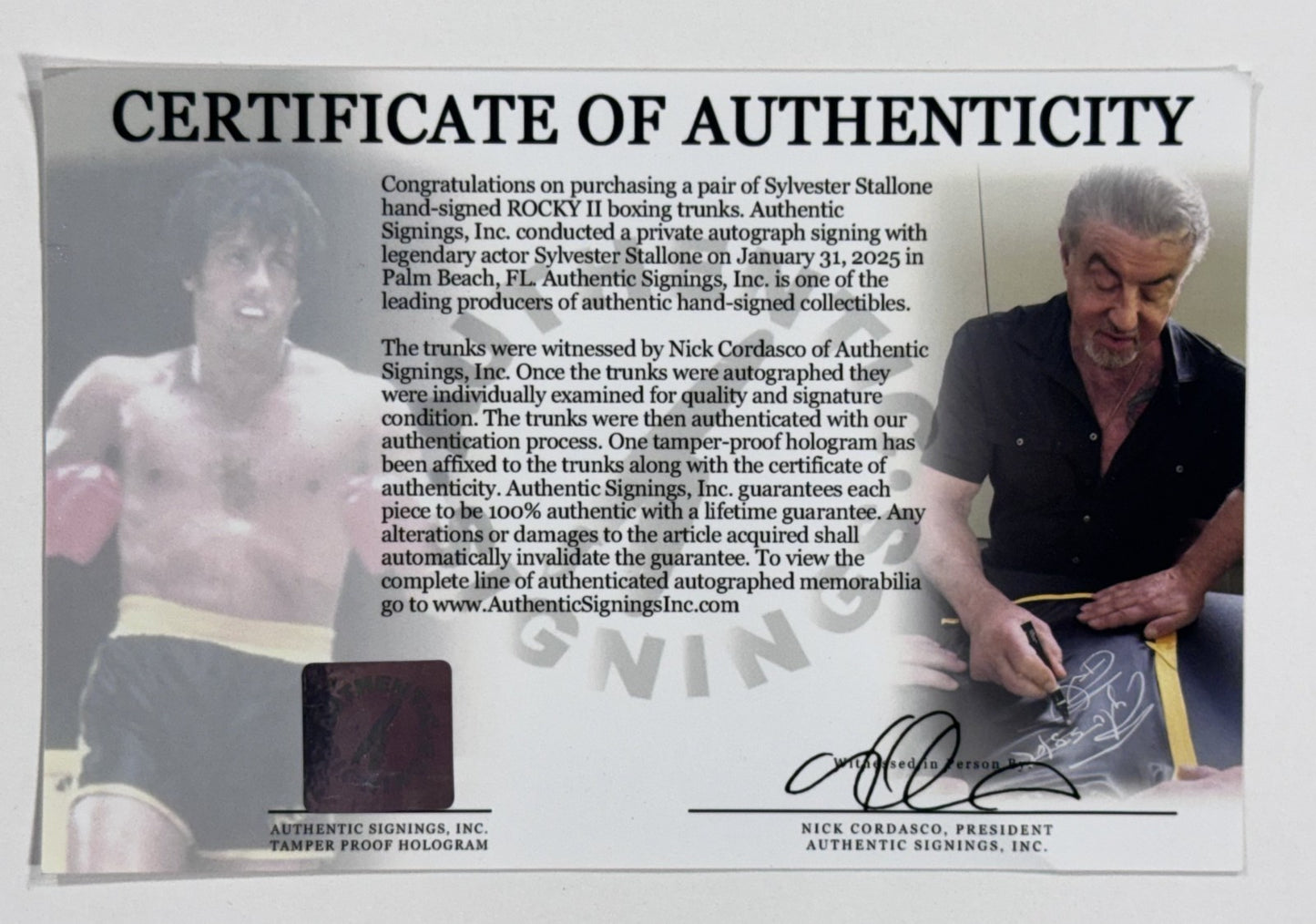 Sylvester Stallone Signed Rocky III Trunks Framed Auto ASI COA Rocky Balboa