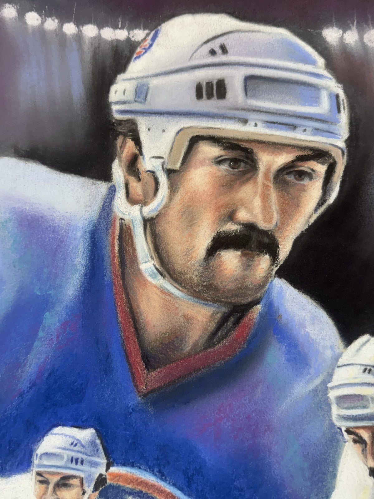 Original Jack Lane 20x24 Bryan Trottier Chalk Painting NY Islanders HOF 1/1