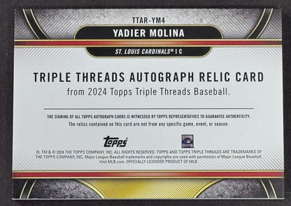 2024 Topps Triple Threads Yadier Molina Autograph Relic /9  #TTAR-YM4 Cardinals