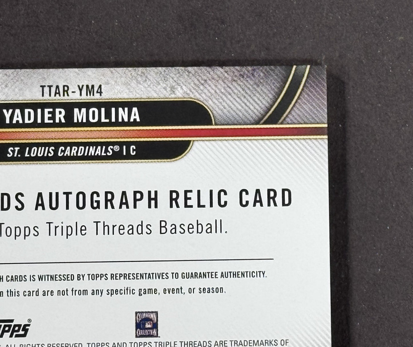 2024 Topps Triple Threads Yadier Molina Autograph Relic /9  #TTAR-YM4 Cardinals