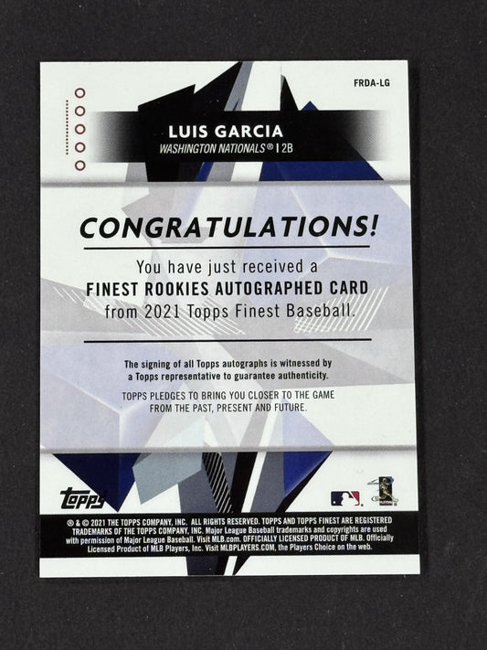 2021 Topps Finest Baseball Luis Garcia RC Auto /50 Washington Nationals Mint
