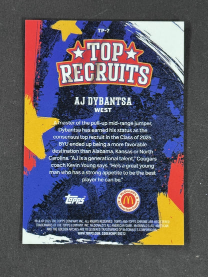 2025 Topps Mcdonalds All American AJ Dybantsa Top Recruits LE /25 #TP-7 BYU