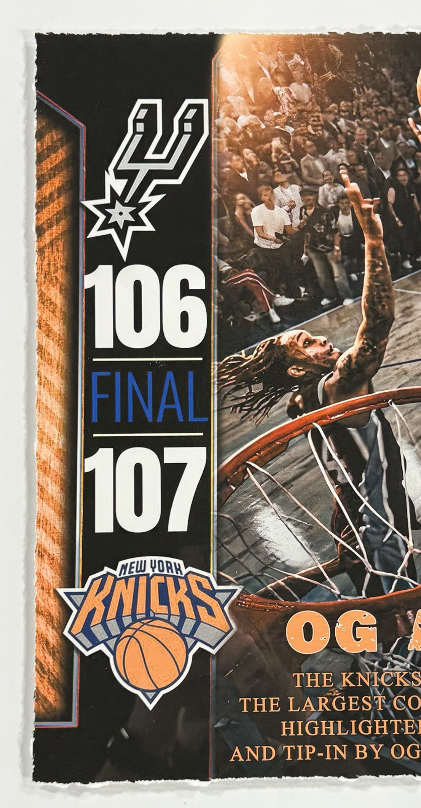 OG Anunoby Tip 2026 NBA Finals COMEBACK Knicks Framed 3d Photo Shadowbox 22x22