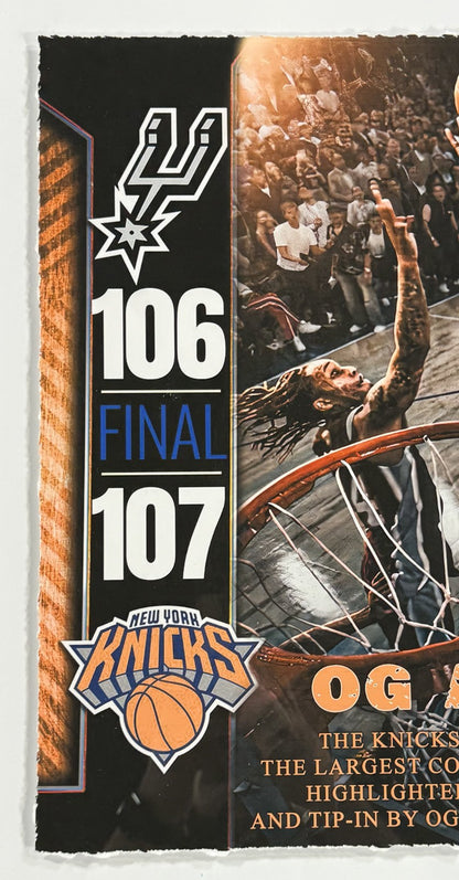 OG Anunoby Tip 2026 NBA Finals COMEBACK Knicks Framed 3d Photo Shadowbox 22x22