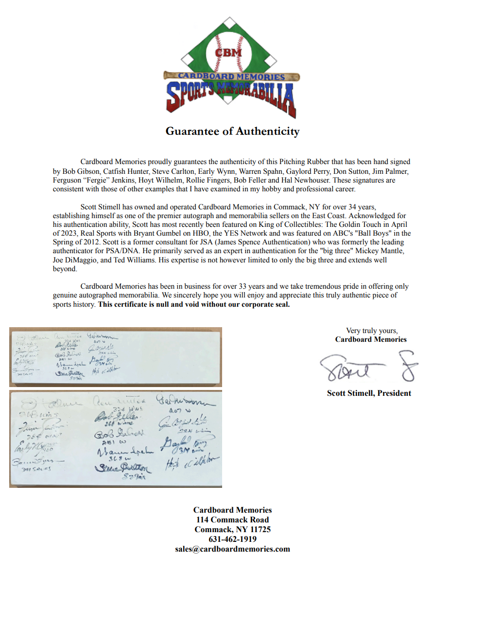13 HOF Pitchers Signed Authentic Pitching Rubber Wins Saves Auto Don Sutton COA