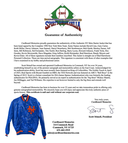 1989 NY Mets Complete Team Signed Auth Starter Jacket Strawberry 29 Auto COA 1/1