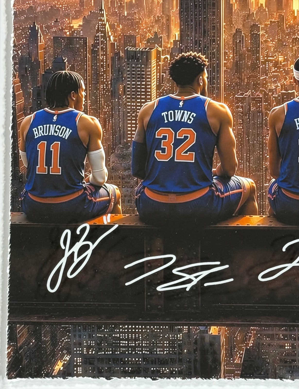 Knicks 2026 Team Starting 5 framed 3d Shadowbox Photo 26x26 Jalen Brunson Kat OG