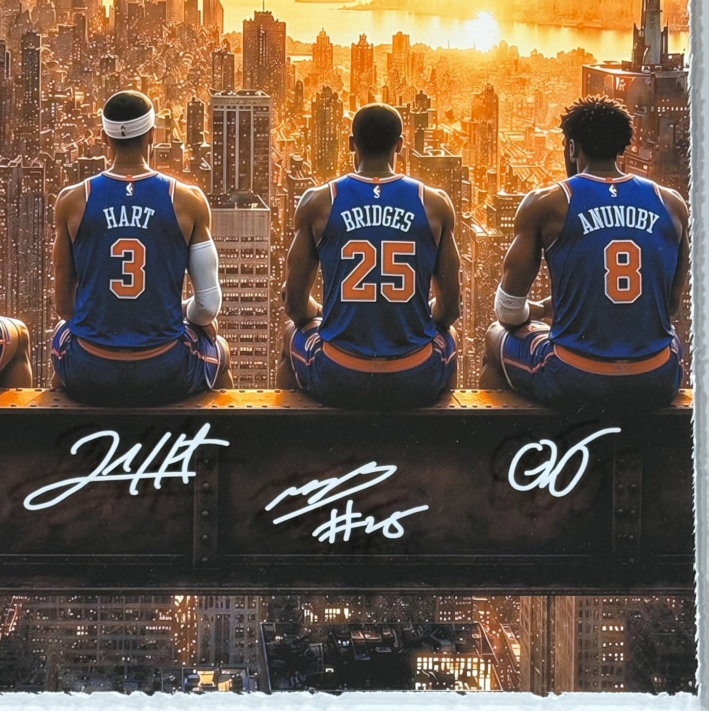Knicks 2026 Team Starting 5 framed 3d Shadowbox Photo 26x26 Jalen Brunson Kat OG
