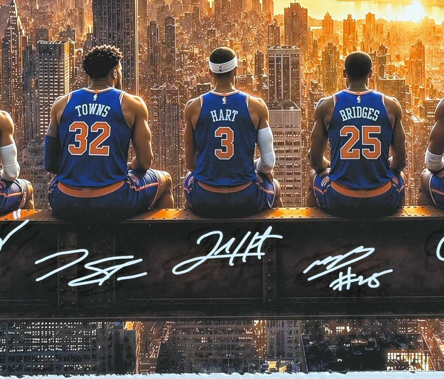 Knicks 2026 Team Starting 5 framed 3d Shadowbox Photo 26x26 Jalen Brunson Kat OG
