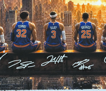 Knicks 2026 Team Starting 5 framed 3d Shadowbox Photo 26x26 Jalen Brunson Kat OG