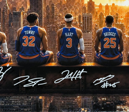 Knicks 2026 Team Starting 5 framed 3d Shadowbox Photo 26x26 Jalen Brunson Kat OG
