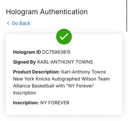 Karl Anthony Towns Signed Wilson Knicks Logo Basketball NY Forever Auto Fanatics