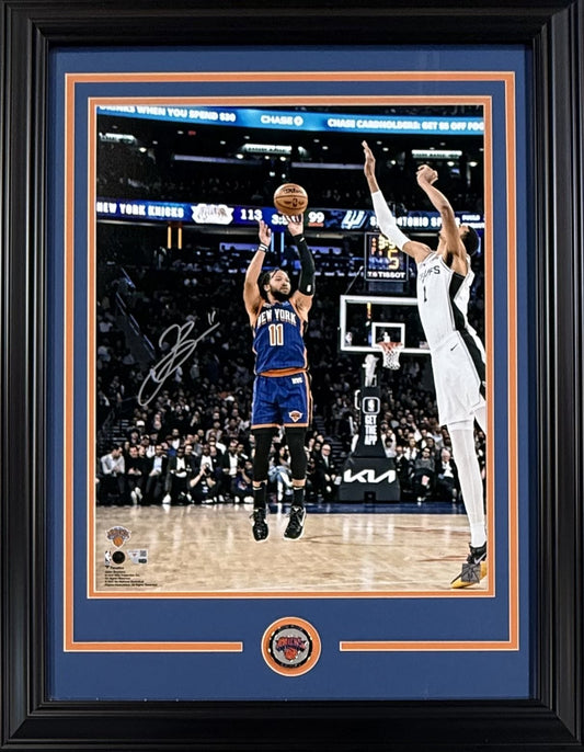 Jalen Brunson Signed 16x20 Framed Photo vs Wemby NY Knicks Finals MVP Fanatics