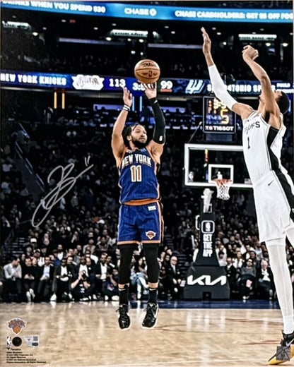 Jalen Brunson Signed 16x20 Framed Photo vs Wemby NY Knicks Finals MVP Fanatics