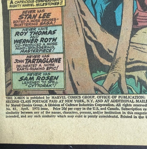 The X-Men #81 Marvel Comics April 1973 Introducing The Outcast