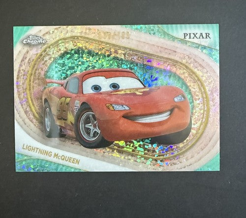 2025 Topps Chrome Disney Pixar Lightning McQueen Aqua Mini Diamond /199 Mint
