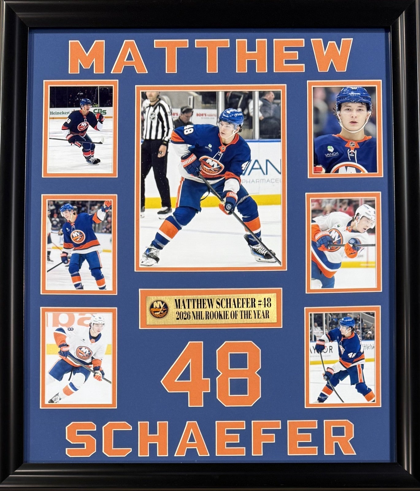 Matthew Schaefer 24x28 Framed Photo Collage Islanders '26 NHL Rookie Of The Year