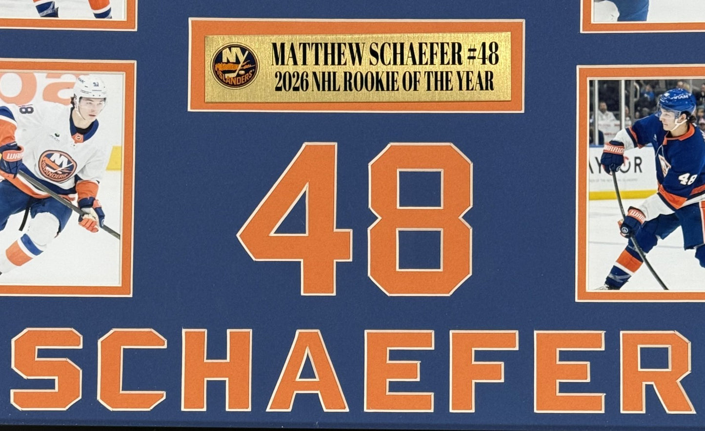 Matthew Schaefer 24x28 Framed Photo Collage Islanders '26 NHL Rookie Of The Year