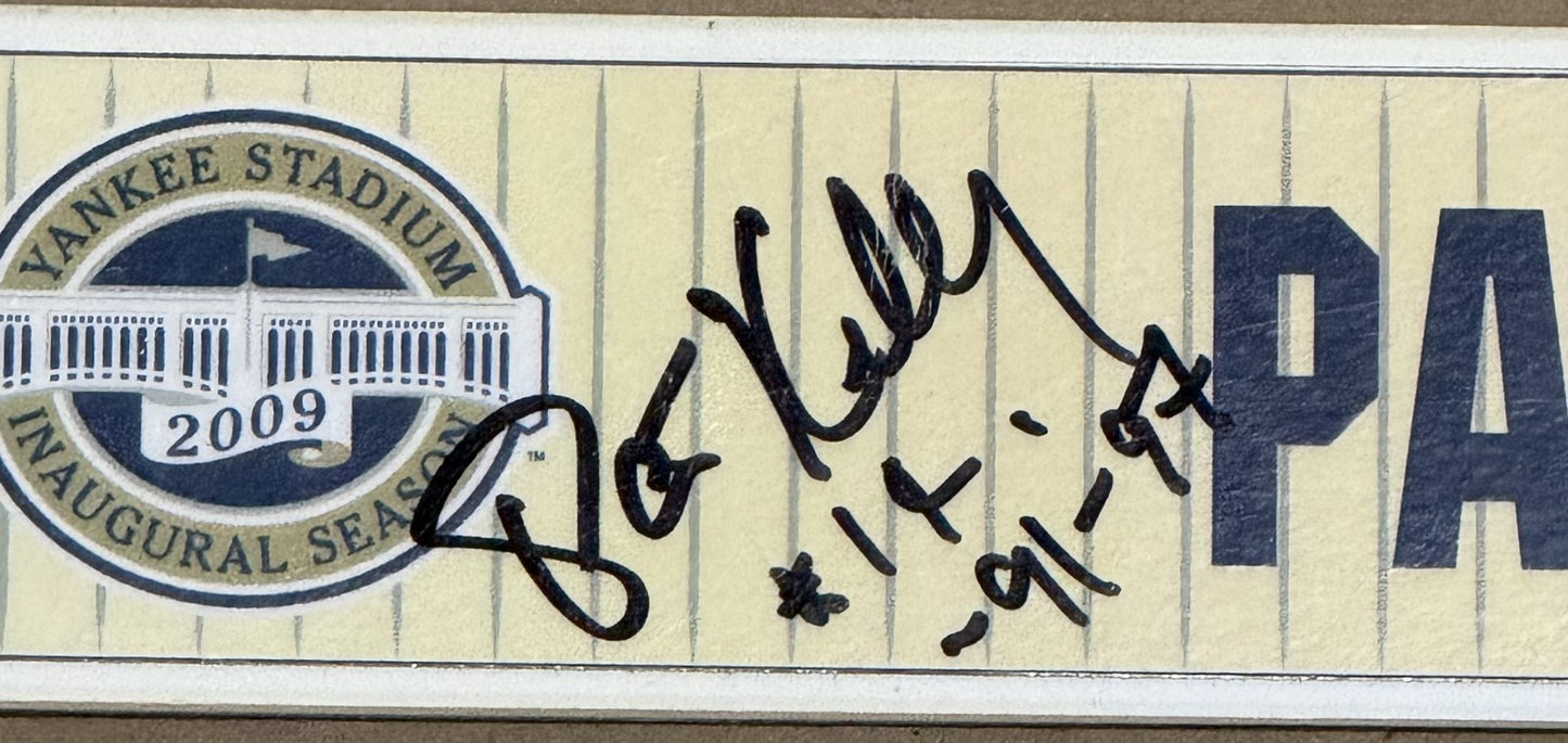 Pat Kelly Signed Yankees 2009 Game Used Locker Nameplate 91-97 1st OTD Auto COA