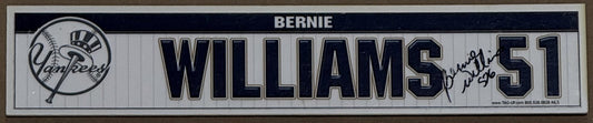 Bernie Williams Signed NY Yankees Game Used Locker Nameplate Old Timers Day Coa
