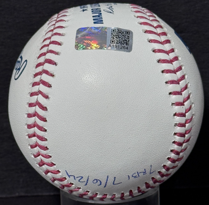 Ben Rice Signed Official Baseball Uncle Ben Iron Horse Stat Auto Steiner Yankees