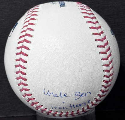 Ben Rice Signed Official Baseball Uncle Ben Iron Horse Stat Auto Steiner Yankees