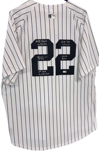 Ben Rice Signed New York Yankees #22 Nike Jersey Size XL 4 Stat Auto Steiner COA