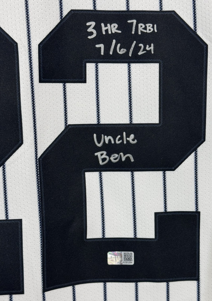 Ben Rice Signed New York Yankees #22 Nike Jersey Size XL 4 Stat Auto Steiner COA
