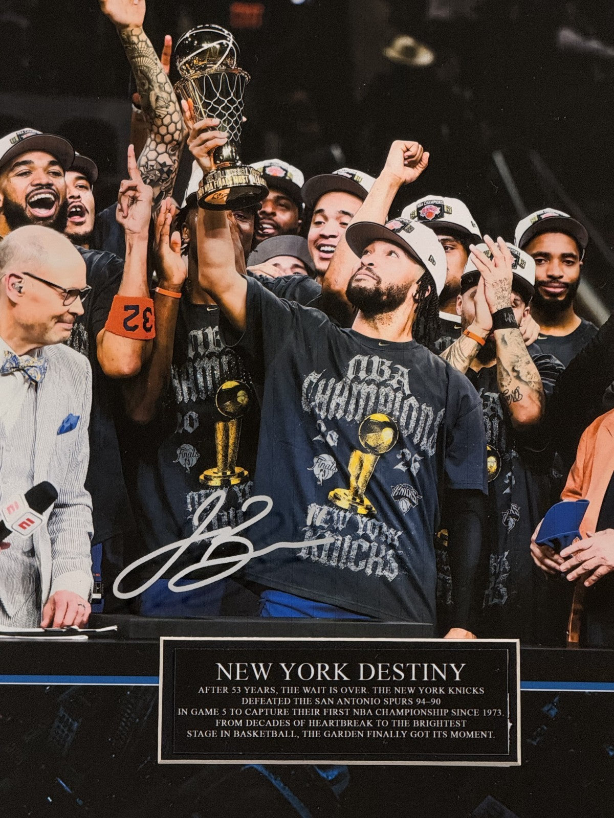 Knicks 2026 Team Photo framed 3d Shadowbox 22x28 Champions Jalen Brunson Kat OG