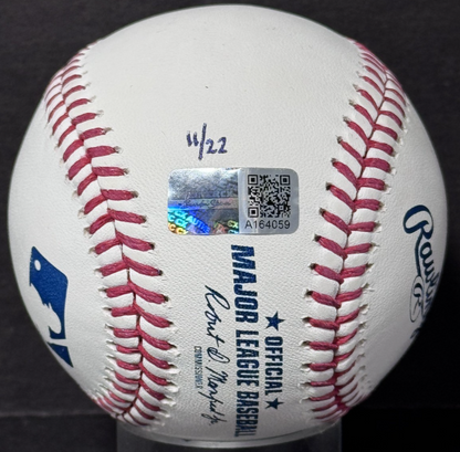 Ben Rice Signed Official Baseball Yankees Mlb Debut 1st Hit Auto /22 Steiner COA